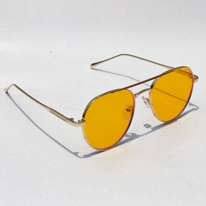 Yellow Vision Eggshape Metal Sunglasses For Men